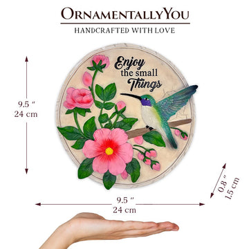 Enjoy the Small Things Hummingbird Stepping Stone, 9.5" Decorative Garden Appreciation Gift Resin Statues OrnamentallyYou 
