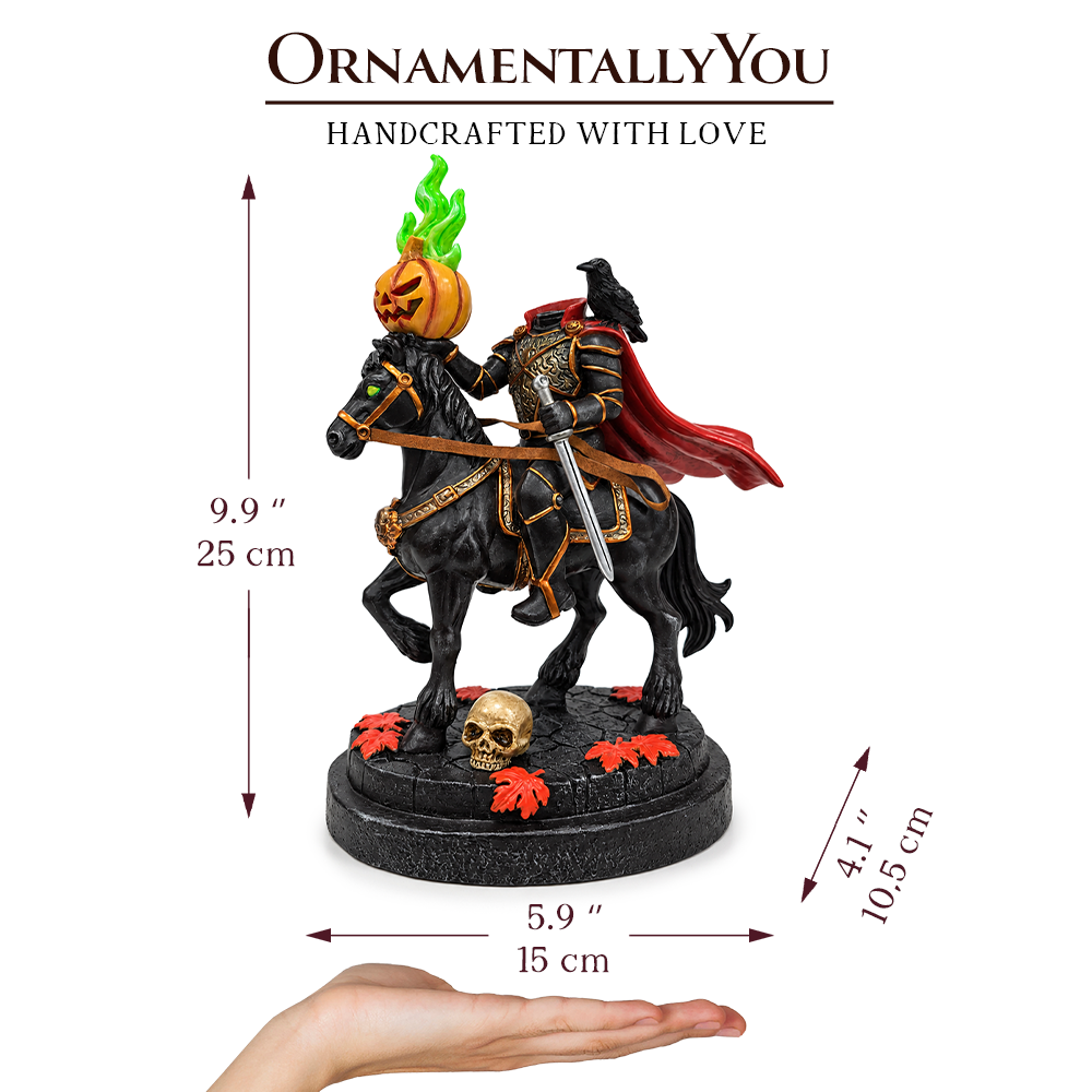 (PRE-ORDER) Headless Horseman Sleepy Hollow LED Lighted Statue, 9" Hauntingly Halloween Decoration Figurines