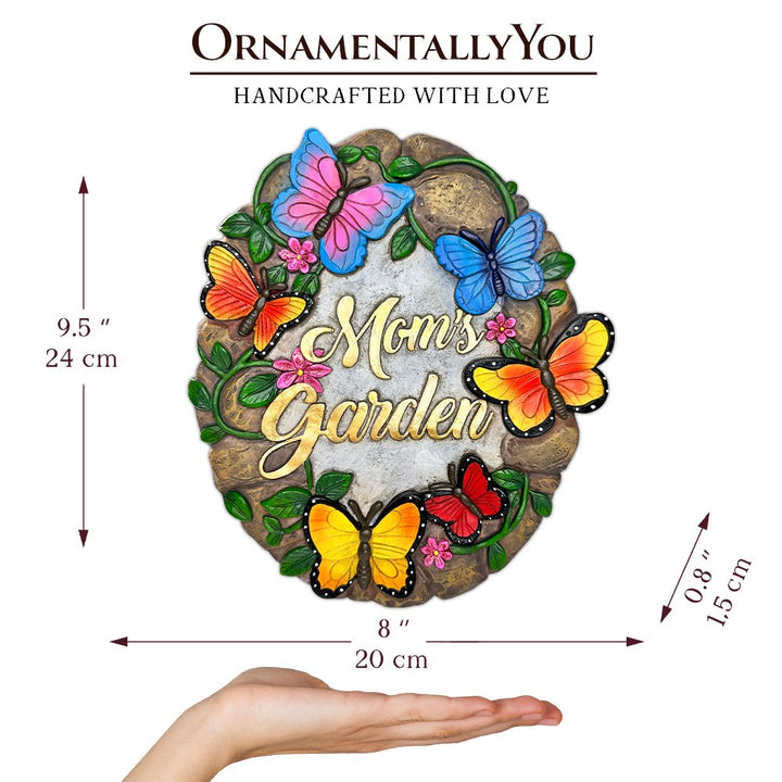 Mom’s Garden with Butterflies Stepping Stone, 9.5" Decorative Outdoor Decoration Resin Statues OrnamentallyYou 