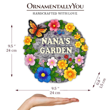 Nana’s Garden Floral Stepping Stone, 9.5" Decorative and Gift for Grandmother Resin Statues OrnamentallyYou 