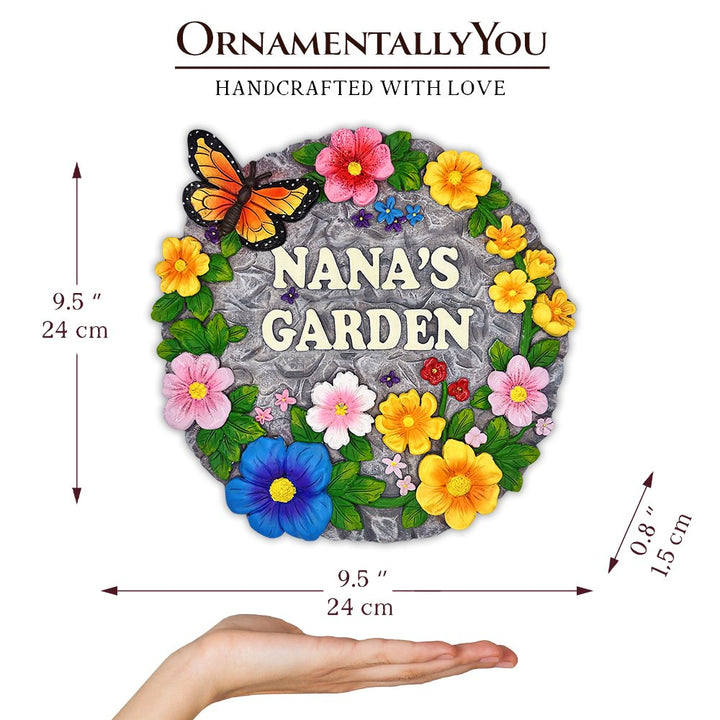Nana’s Garden Floral Stepping Stone, 9.5" Decorative and Gift for Grandmother Resin Statues OrnamentallyYou 