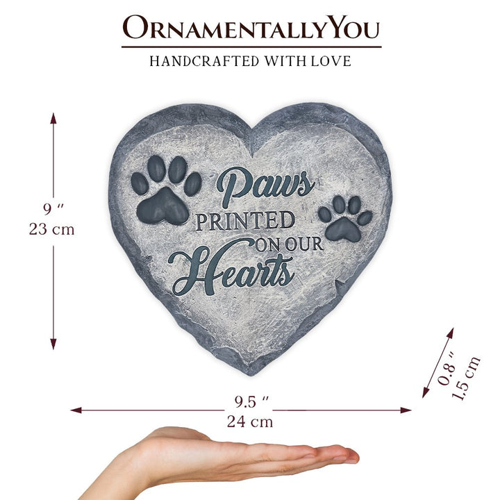 Paws Printed on our Hearts Memorial Stepping Stone for Pet, 9.5" Dog Funeral and Pet Cemetery Decor Resin Statues OrnamentallyYou 