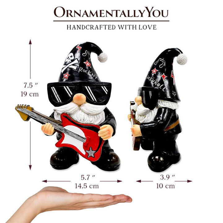Rockstar Gnome Garden Statue, 7.5" Electric Guitar Playing Dwarf Figurine Resin Statues OrnamentallyYou 