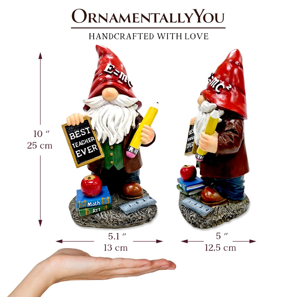 Teacher Gnome Garden Statue, 10" Classroom Dwarf Figurine Appreciation Gift for Teachers Resin Statues OrnamentallyYou 