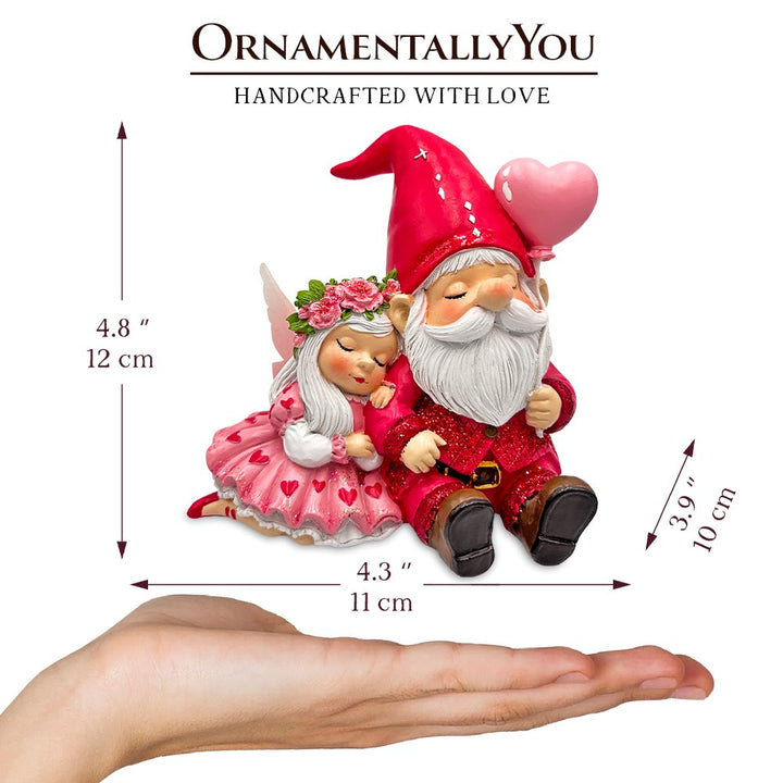 Whimsical Love Story Gnome Couple Small Figurine, 4" Cute and Small Valentine's Day Gift Mini Statue Resin Statues OrnamentallyYou 