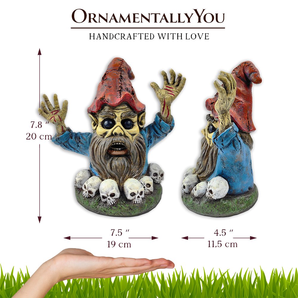 (Pre-Order) Zombie Gnome Garden Statue, 8" Outdoor Halloween Figurine Yard Decoration Resin Statues OrnamentallyYou 