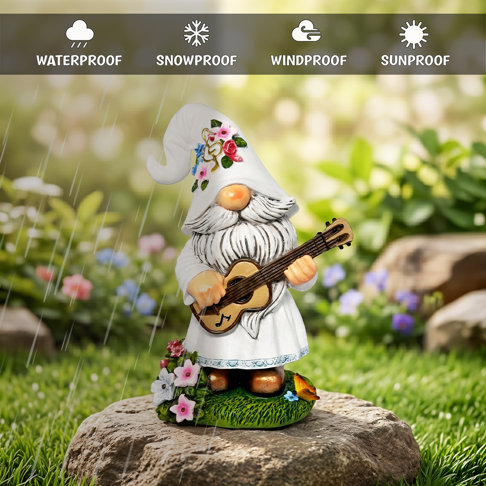 Elegant Serenader Garden Statue, 8" Romantic Musician Figurine Outdoor Decor