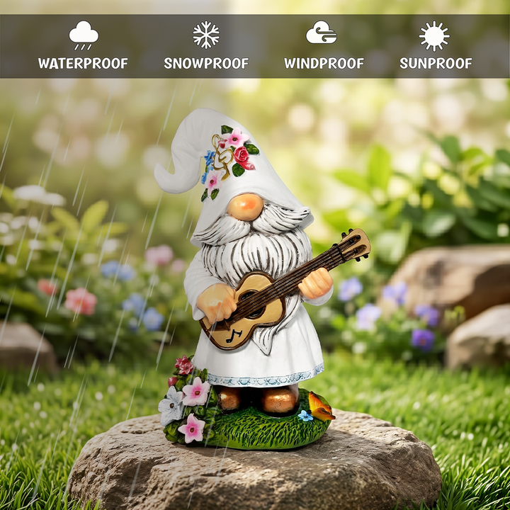 Elegant Serenader Garden Statue, 8" Romantic Musician Figurine Outdoor Decor