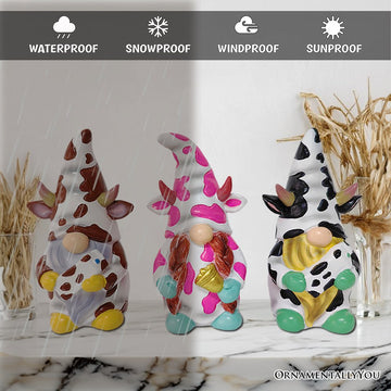 (Pre-Order) Endearing Cow Gnome Trio Mini Statue Set of Three, 5" Miniature Figurine and Unique Farm Resin Garden Statue Resin Statues OrnamentallyYou 
