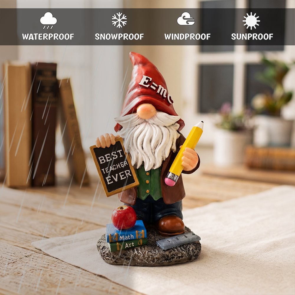 Teacher Gnome Garden Statue, 10" Classroom Dwarf Figurine Appreciation Gift for Teachers Resin Statues OrnamentallyYou 