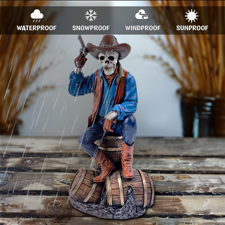 (Pre-Order) Western Skeleton Gunslinger Statue Figurine, 10" Gothic Cowboy Wild West Home Decor Resin Statues OrnamentallyYou 