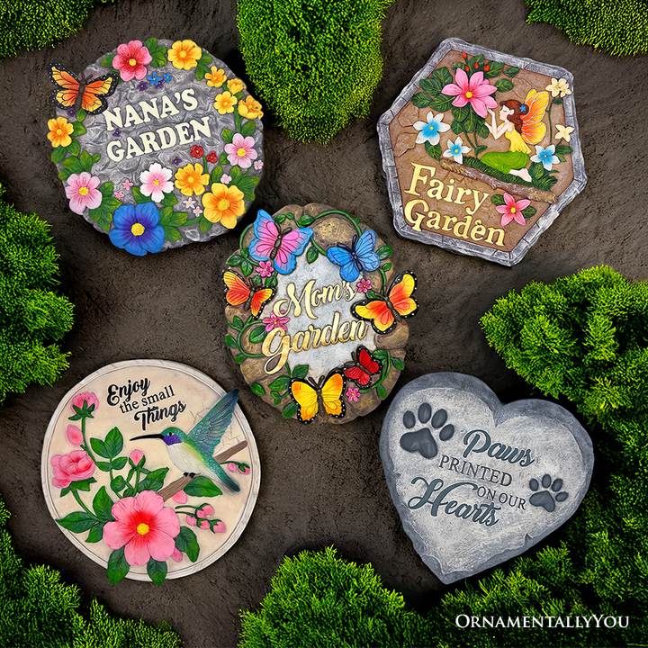 Nana’s Garden Floral Stepping Stone, 9.5" Decorative and Gift for Grandmother