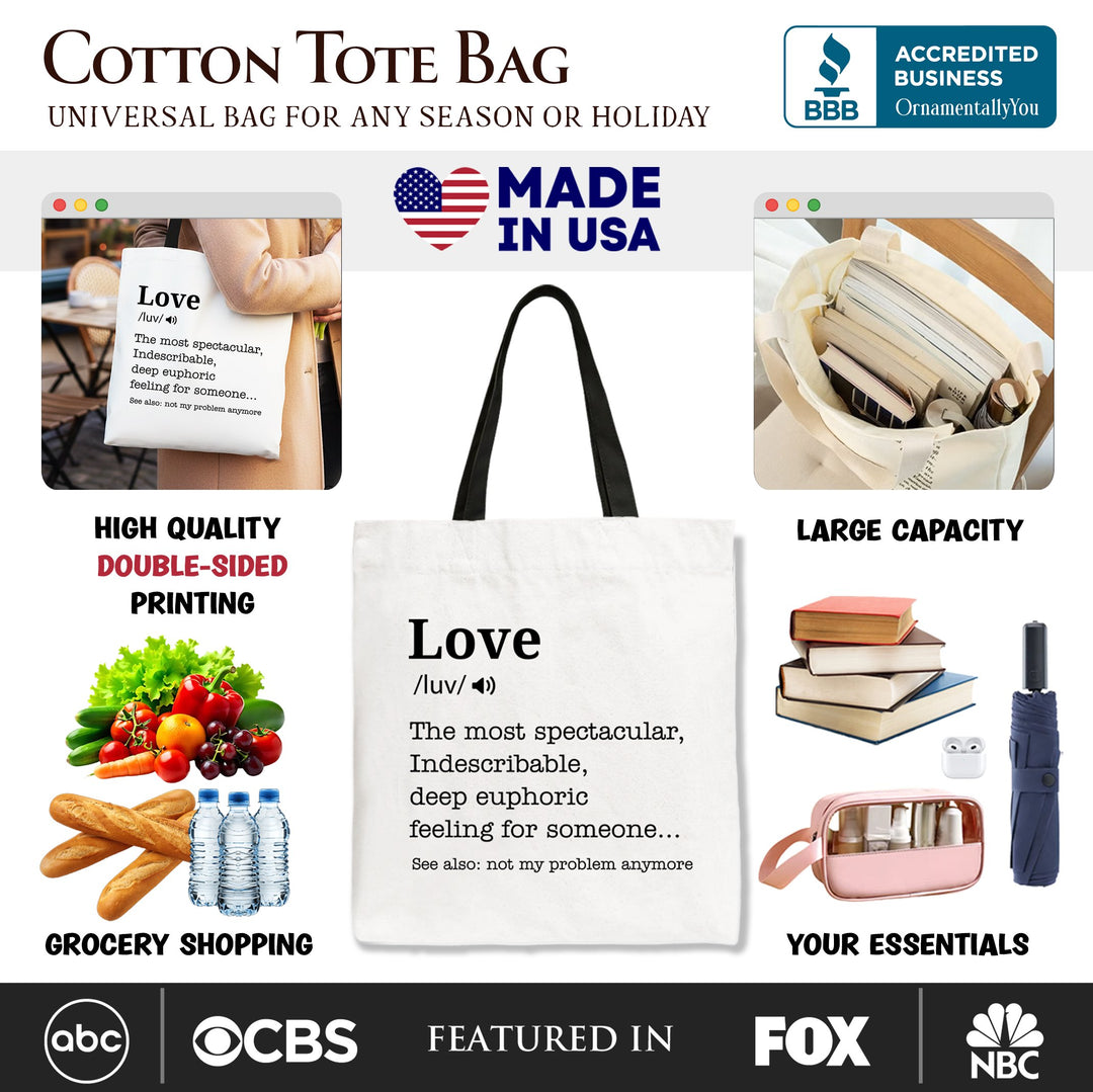 Love Not My Problem Anymore Definition Canvas Tote Bag, Sarcastic Gift Shopper for Exes Tote Bag OrnamentallyYou 
