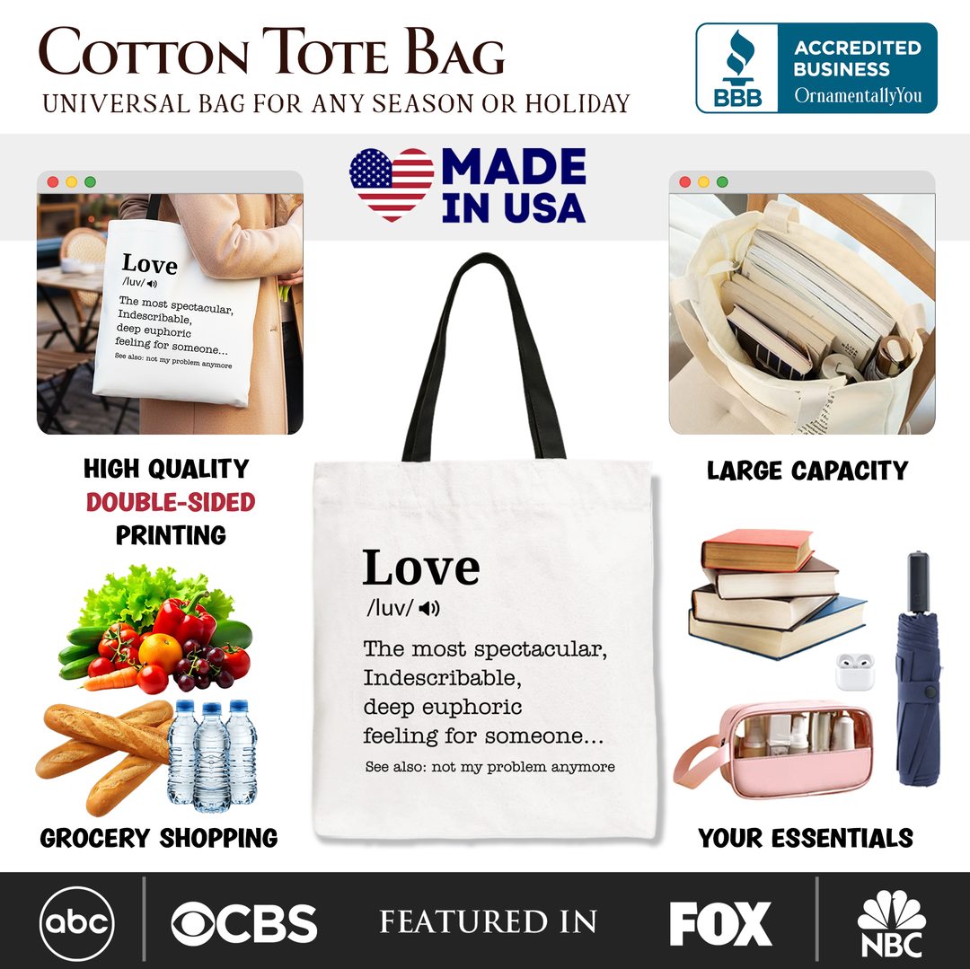 Love Not My Problem Anymore Definition Canvas Tote Bag, Sarcastic Gift Shopper for Exes