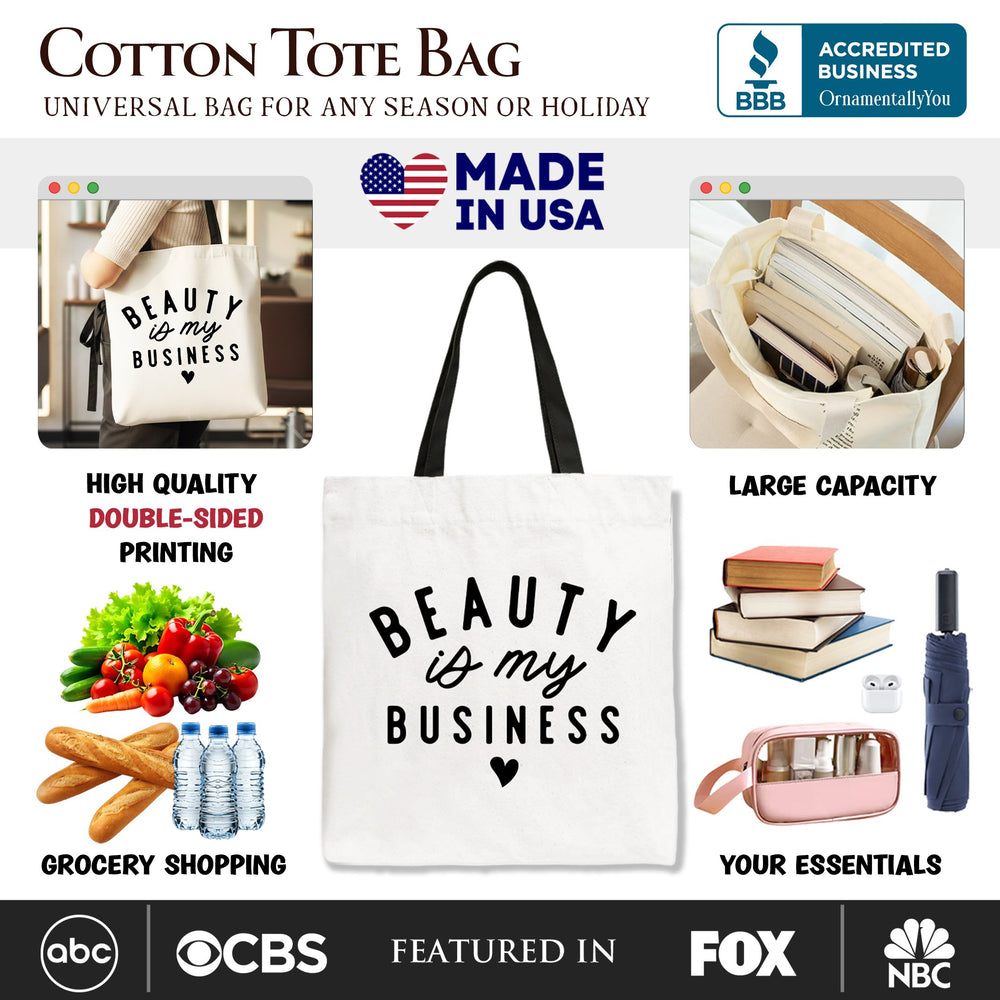 Beauty Is My Business Artist Tote Bag, Minimalist Salon Gift Shopper Tote Bag OrnamentallyYou 