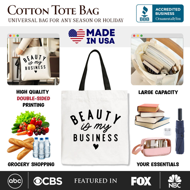 Beauty Is My Business Artist Tote Bag, Minimalist Salon Gift Shopper Tote Bag OrnamentallyYou 