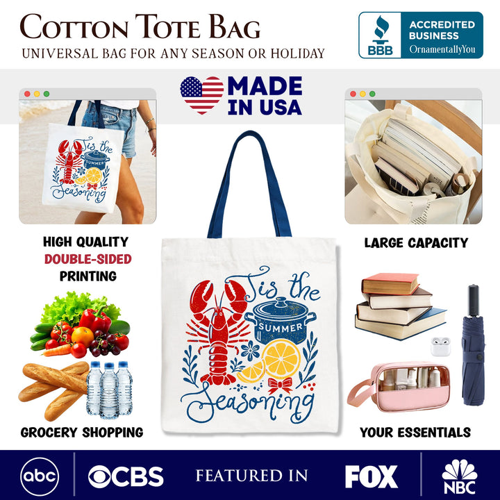 Crawfish Boil Season Summer Tote Bag, Seafood Funny Retro Gift Shopper Tote Bag OrnamentallyYou 
