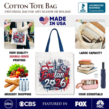 England 2026 Soccer Cup Global Championship Tote Bag, Fans Football Gift Shopper Tote Bag OrnamentallyYou 
