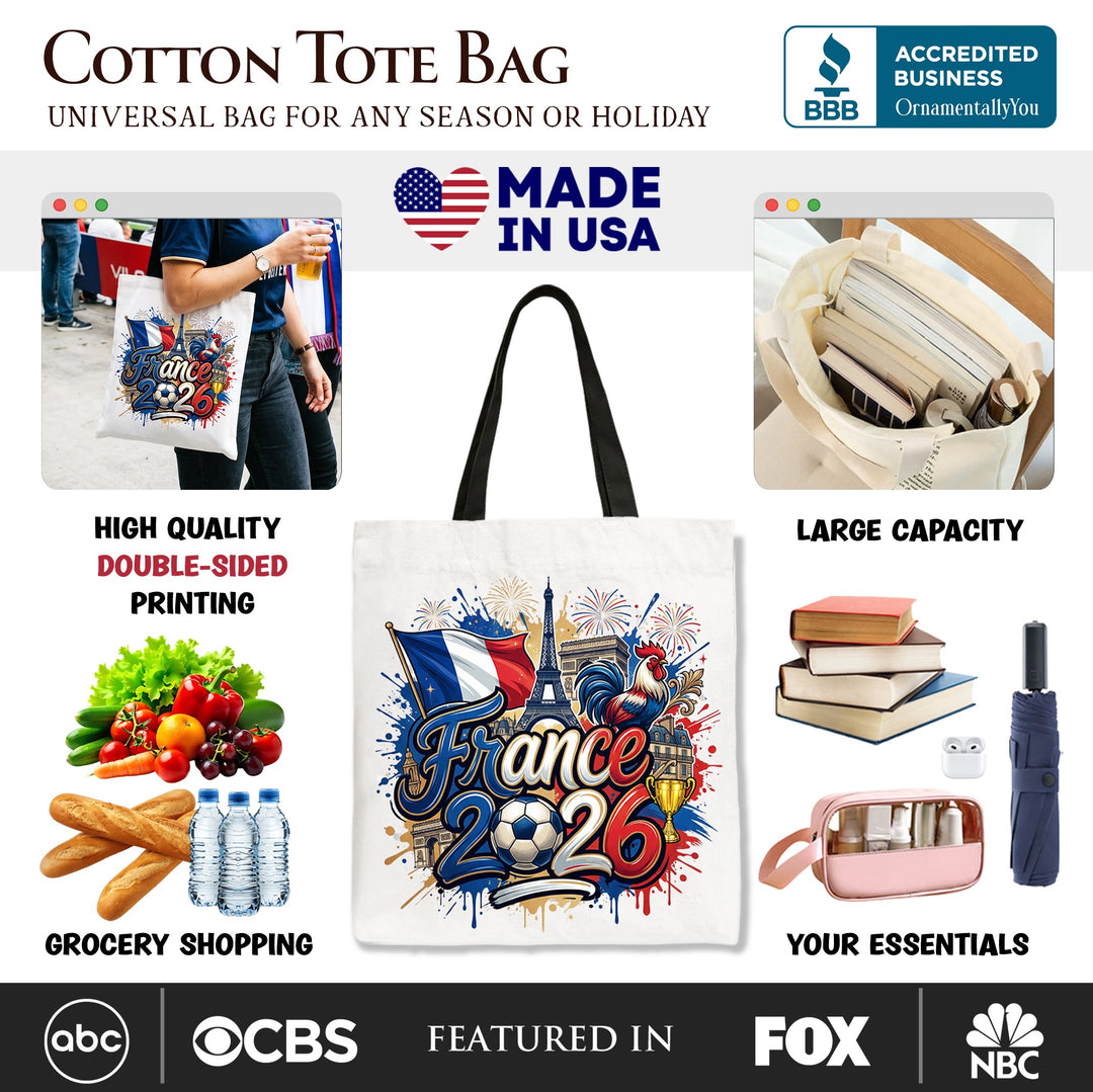 France 2026 Soccer Cup Global Championship Tote Bag, Fans Football Gift Shopper Tote Bag OrnamentallyYou 