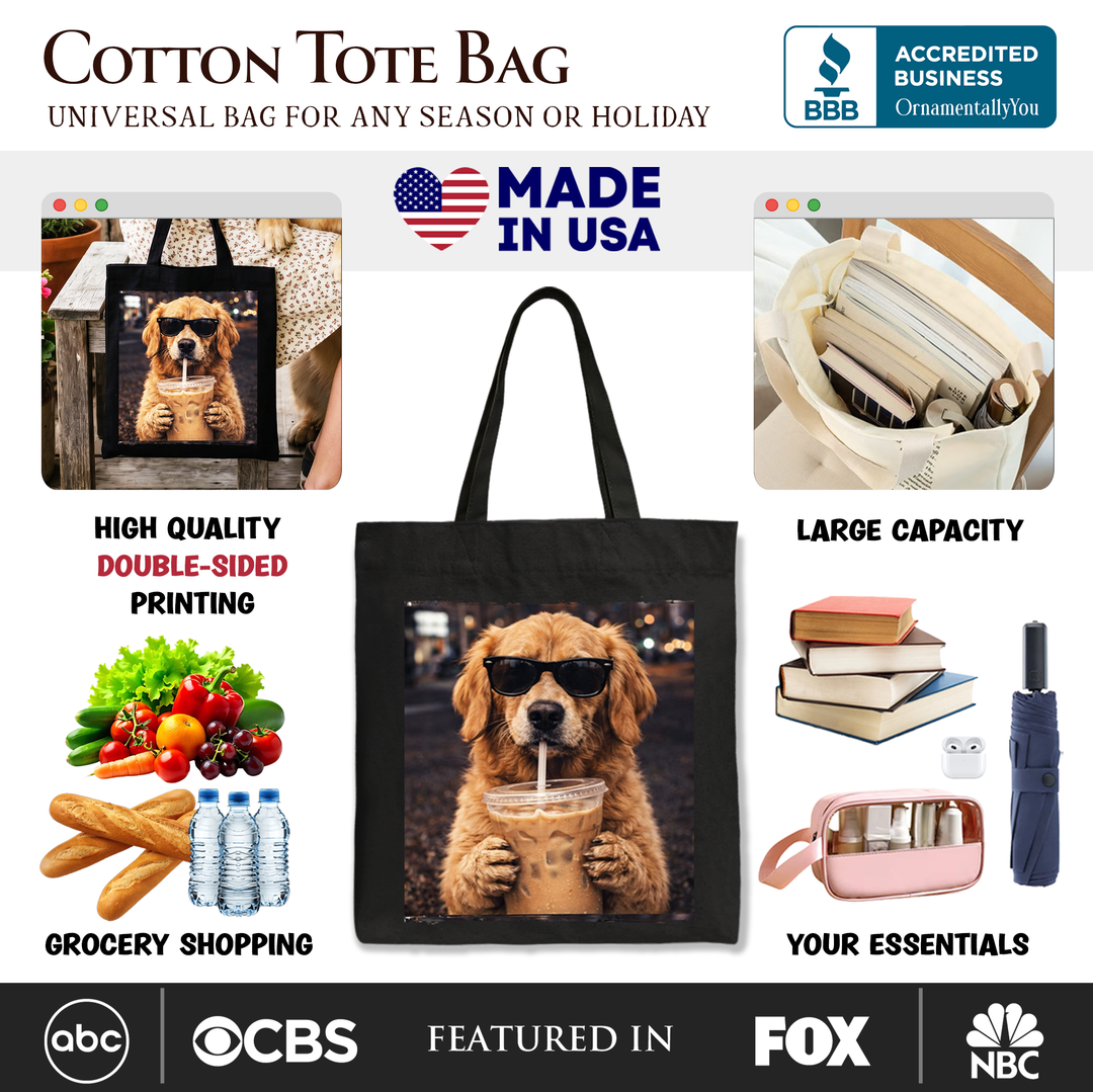 Golden Retriever Iced Coffee Tote Bag, Funny Dog Parents Gift Shopper