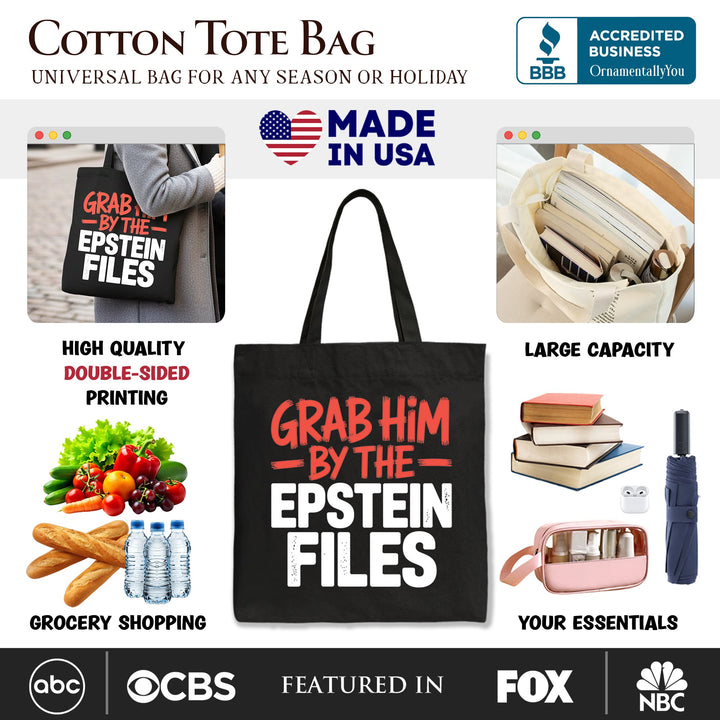 Grab Him By The Epstein Files Protest Canvas Tote Bag OrnamentallyYou 