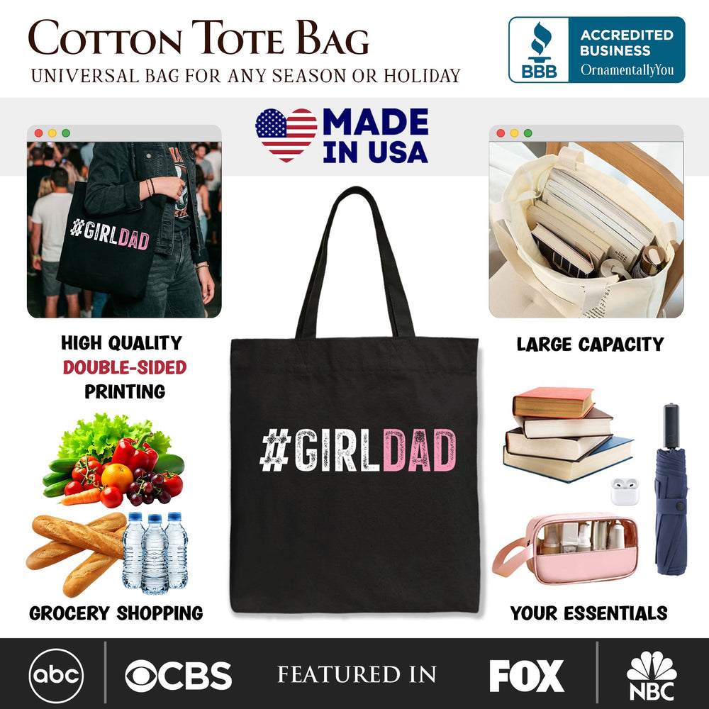 Hashtag Girl Dad Tote Bag, Gift Shopper for Proud Daughter's Father Tote Bag OrnamentallyYou 