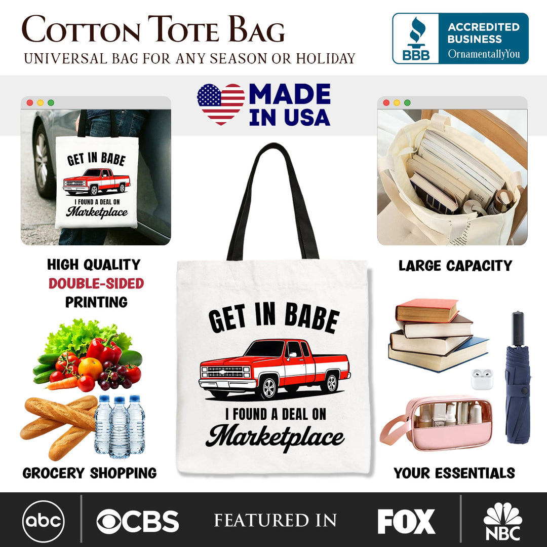 I Found A Deal On Marketplace Tote Bag, Funny Red Truck Gift Shopper Tote Bag OrnamentallyYou 