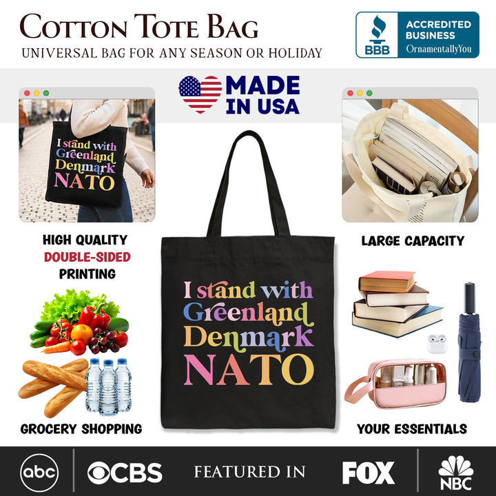 I Stand With Greenland Denmark NATO Canvas Tote Bag OrnamentallyYou 