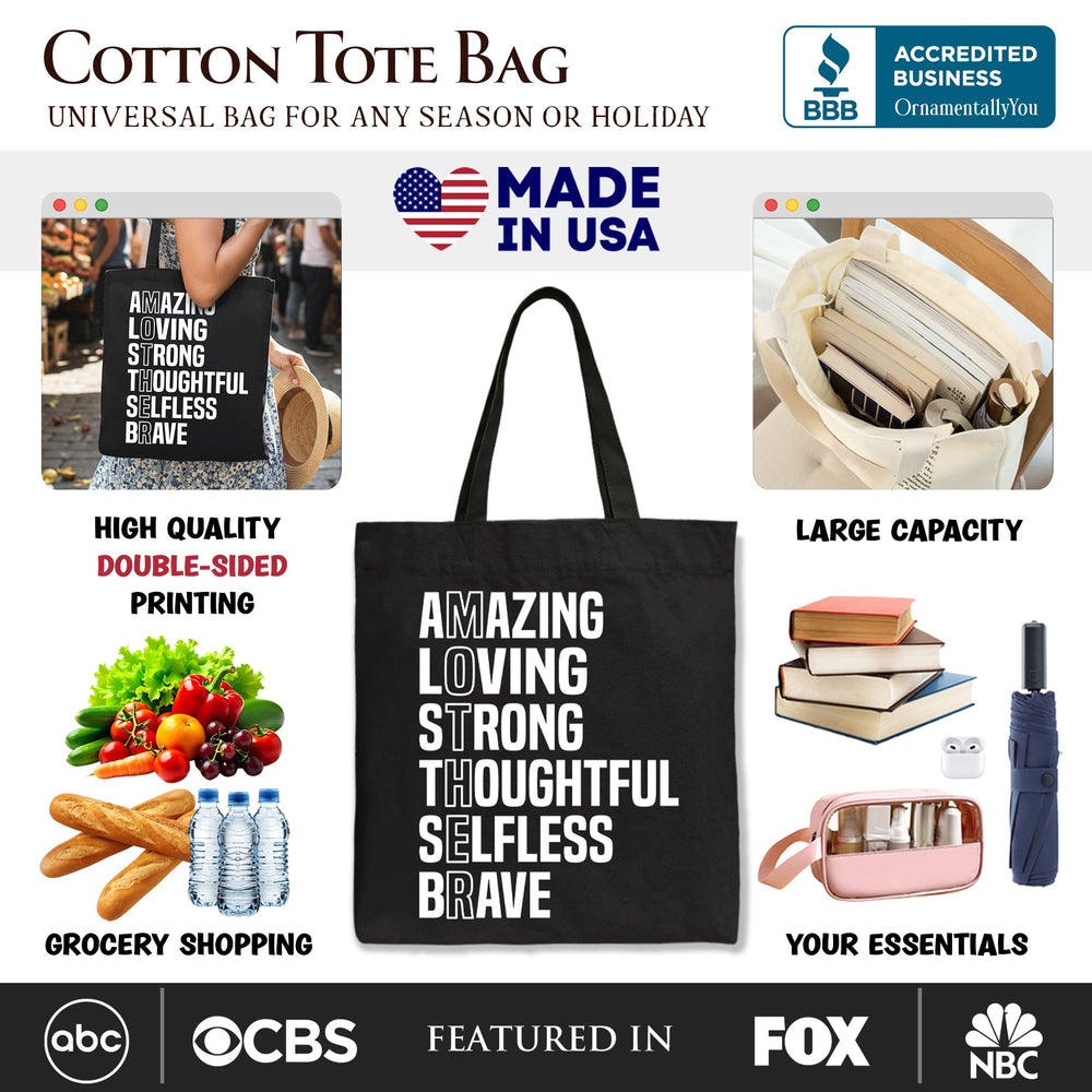 Inspirational Mom Tote Bag, Definition Gift Shopper for Brave and Thoughtful Mothers Tote Bag OrnamentallyYou 