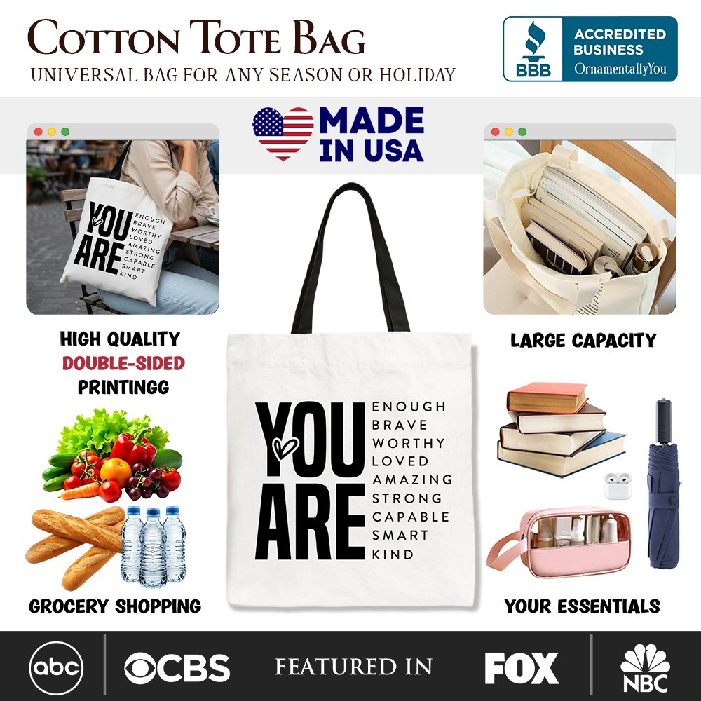 Inspirational Words Canvas Tote Bag, Minimalist Gift Shopper for Encouraging and Loving Significant Others Tote Bag OrnamentallyYou 