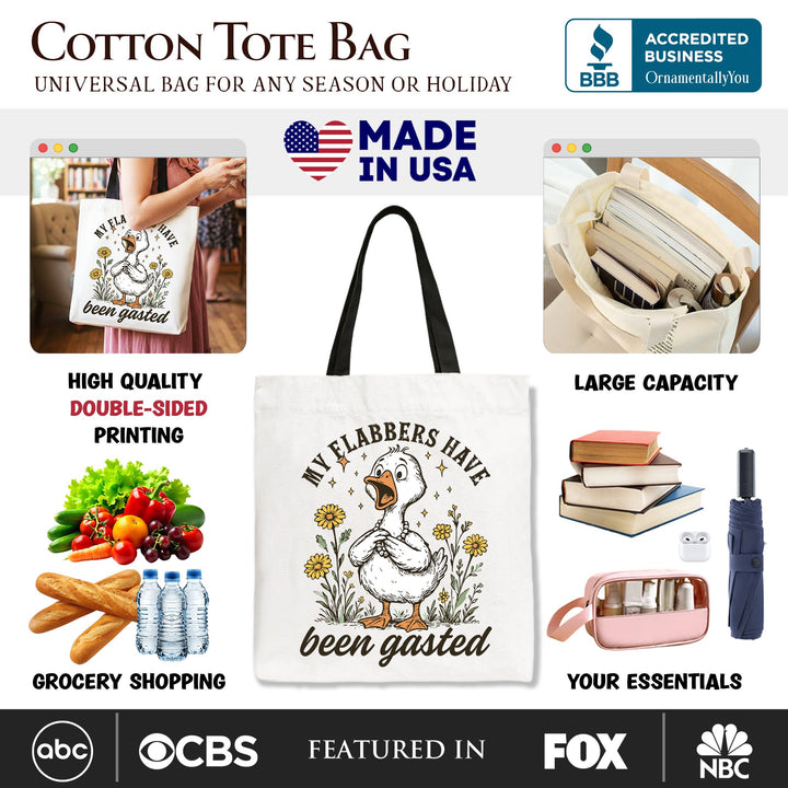My Flabbers Have Been Gasted Goose Tote Bag, Gift Shopper for Humorous Women Tote Bag OrnamentallyYou 