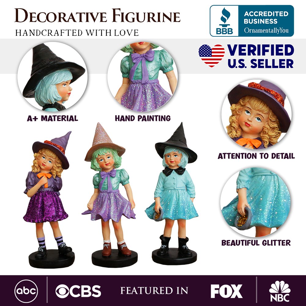 (Pre-Order) Mystical Victorian Witch Sisters Set of Three Figurines, Enchanted 6" Statues for a Bewitching Halloween Tabletop Display Resin Statues OrnamentallyYou 