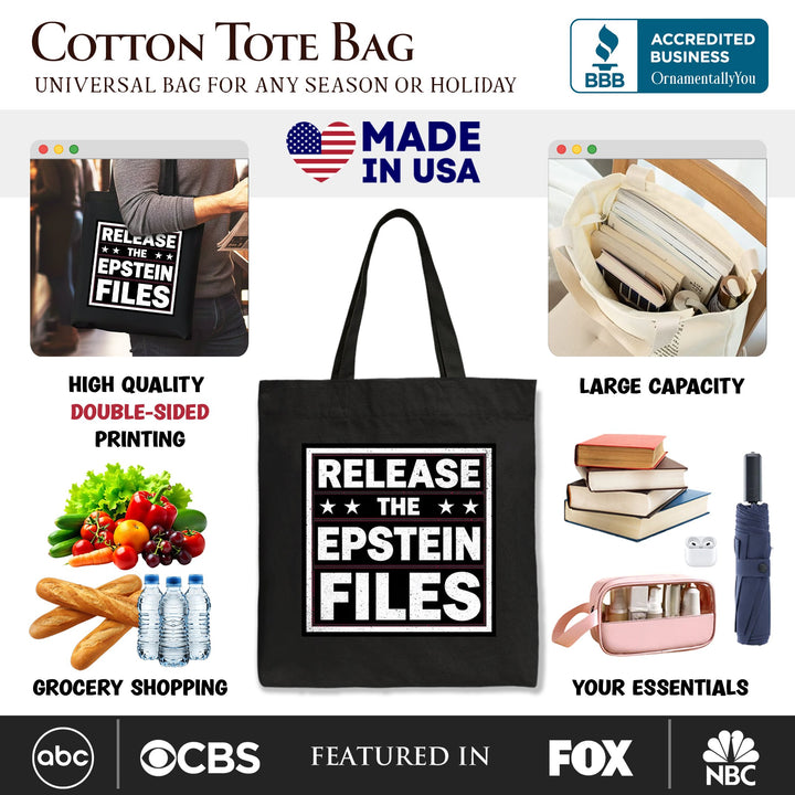 Release The Epstein Files Canvas Tote Bag, Justice Demand Protest Gift Shopper OrnamentallyYou 
