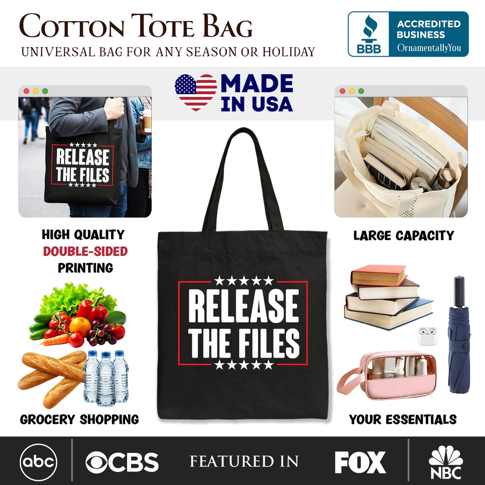 Release The Files Protest Canvas Tote Bag, Government Transparency Resistance Gift Shopper OrnamentallyYou 