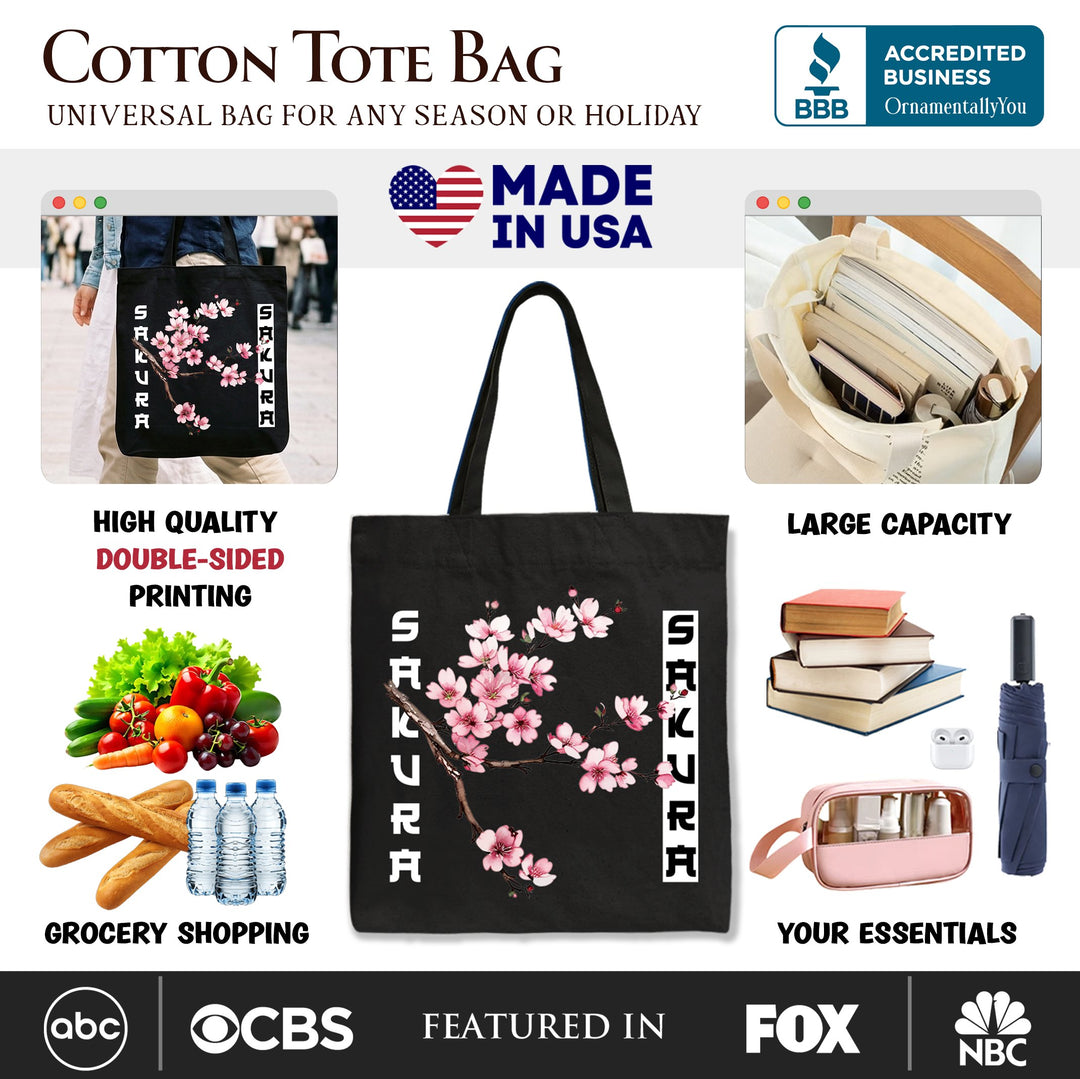 Sakura Cherry Blossom Tote Bag, Vintage Japanese Spring Floral Gift Shopper Tote Bag OrnamentallyYou 