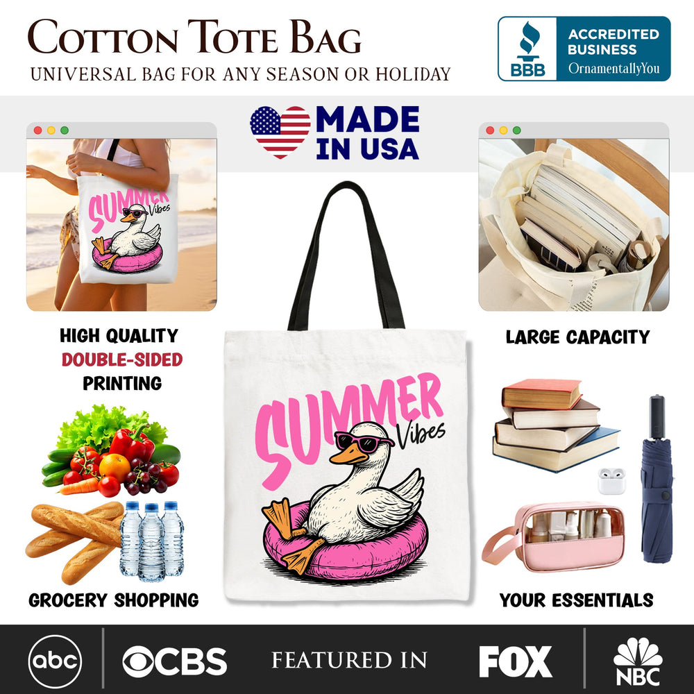 Summer Vibes Goose Tote Bag, Funny Beach Vacation Gift Shopper Tote Bag OrnamentallyYou 