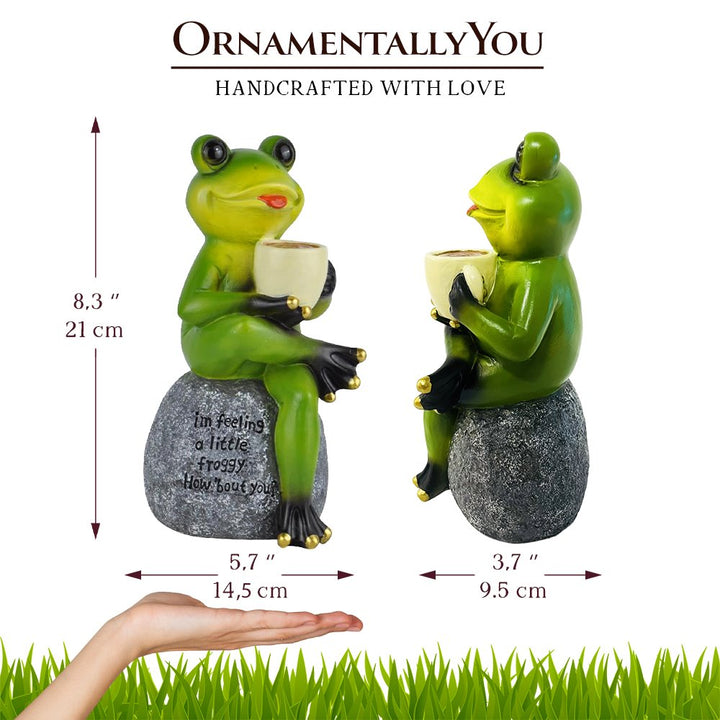 Coffee Drinking Frog Garden Statue with Funny Quote Resin Statues OrnamentallyYou 