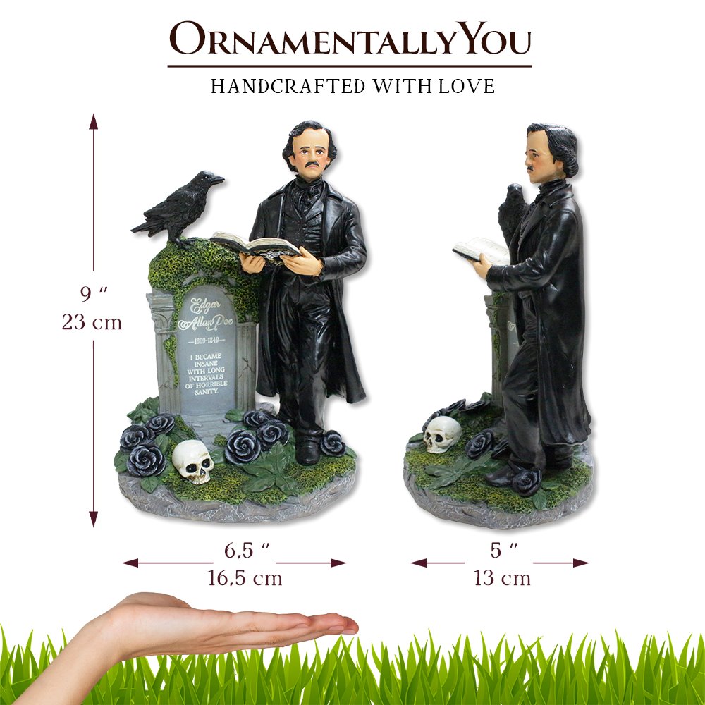 (Pre-Order) Edgar Allan Poe Handpainted 9" Figurine, Horror Home Statue Decoration Resin Statues OrnamentallyYou 