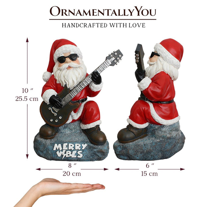 (Pre-Order) Merry Vibes Rockstar Santa Christmas Figurine, 10" Rock n Roll Lover Gift Garden Statue Resin Statues OrnamentallyYou 