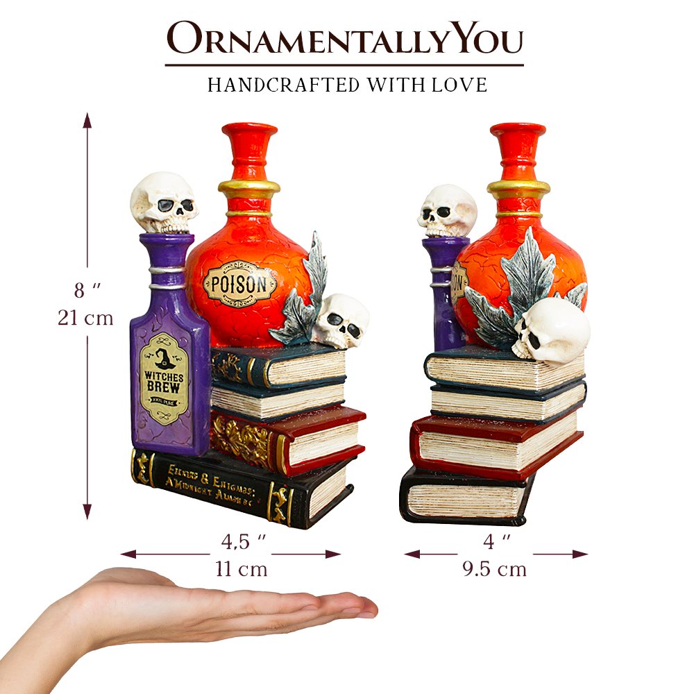 (Pre-Order) Sorcerer’s Syrups Spooky Lighted Figurine, 8" Potions Poisons and Books Halloween Statue Resin Statues OrnamentallyYou 