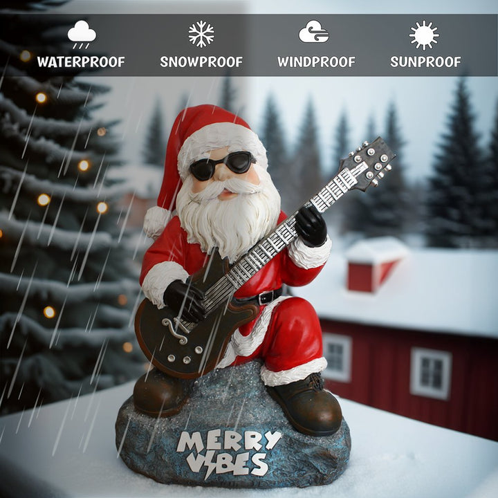 (Pre-Order) Merry Vibes Rockstar Santa Christmas Figurine, 10" Rock n Roll Lover Gift Garden Statue Resin Statues OrnamentallyYou 