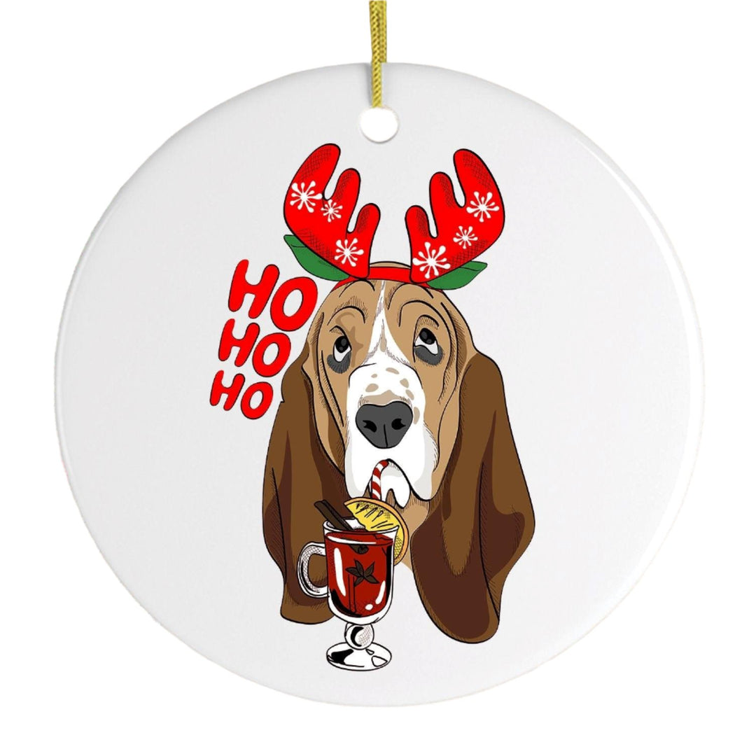 Basset Hound with Mulled Wine Christmas Ornament Ceramic Ornament OrnamentallyYou 