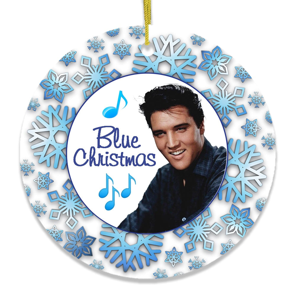 Blue Christmas Elvis Ornament Ceramic Ornament OrnamentallyYou 