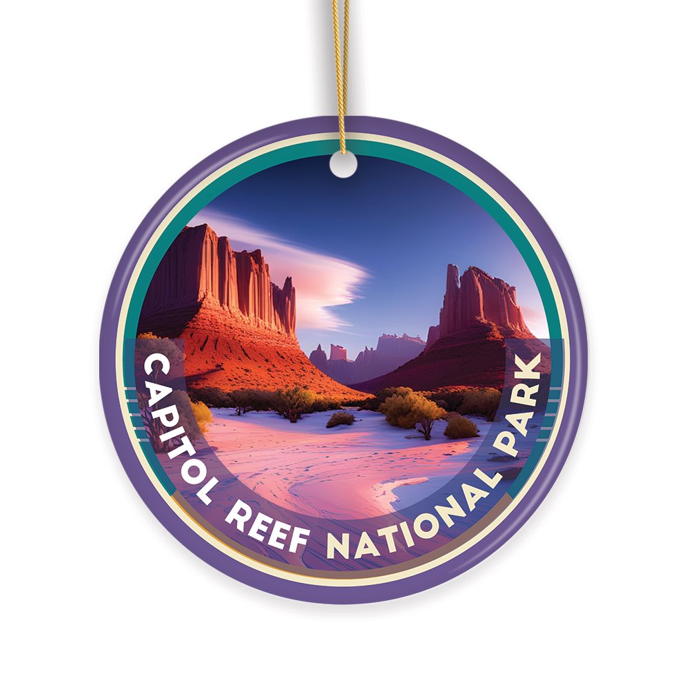 Capitol Reef National Park Retro Style Ornament, Utah Tourist Attraction and Gift Ceramic Ornament OrnamentallyYou 
