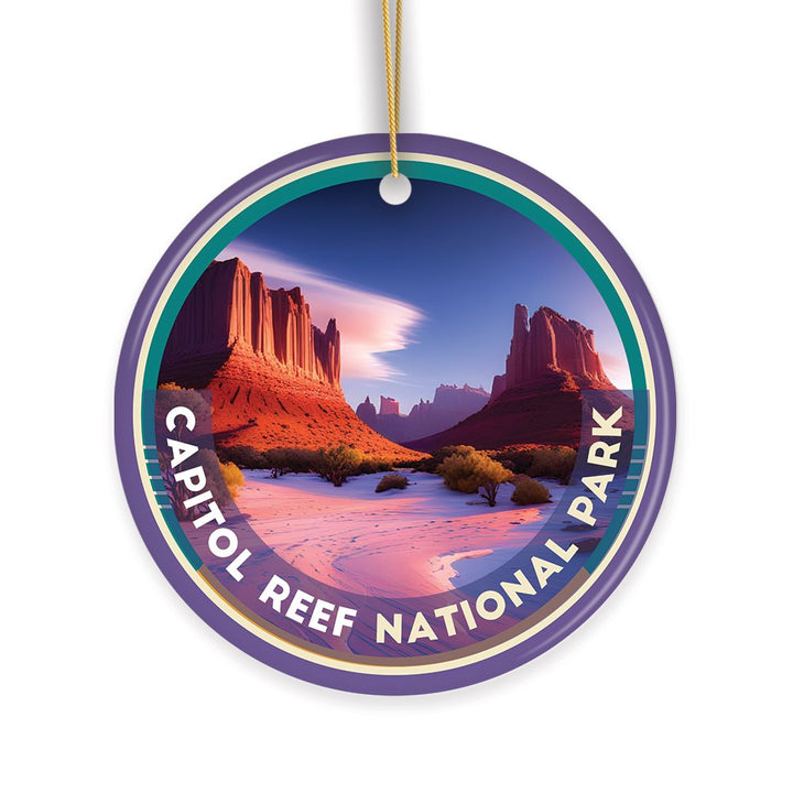 Capitol Reef National Park Retro Style Ornament, Utah Tourist Attraction and Gift Ceramic Ornament OrnamentallyYou 