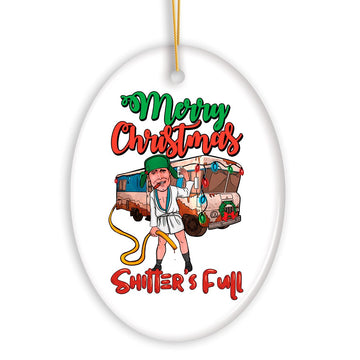 Cartoonish Merry Christmas Shitters Full Ornament Ceramic Ornament OrnamentallyYou 