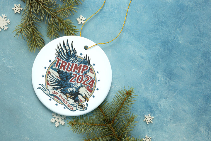 Donald Trump Eagle 2024 Take America Back Vintage Art Ornament OrnamentallyYou 