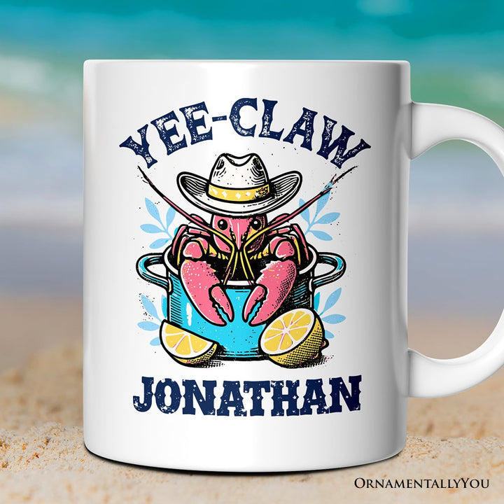 Crawfish Yee-Claw Western Cowboy Personalized Mug, Summer Boil Season Gift with Custom Name for Fisherman Personalized Ceramic Mug OrnamentallyYou 12oz Mug Customized 