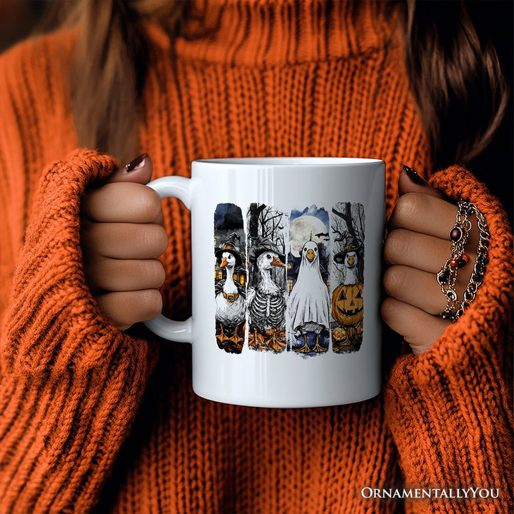 Halloween Goose in Costume Personalized Mug, Spooky Fall Geese Gift with Custom Name Personalized Ceramic Mug OrnamentallyYou 