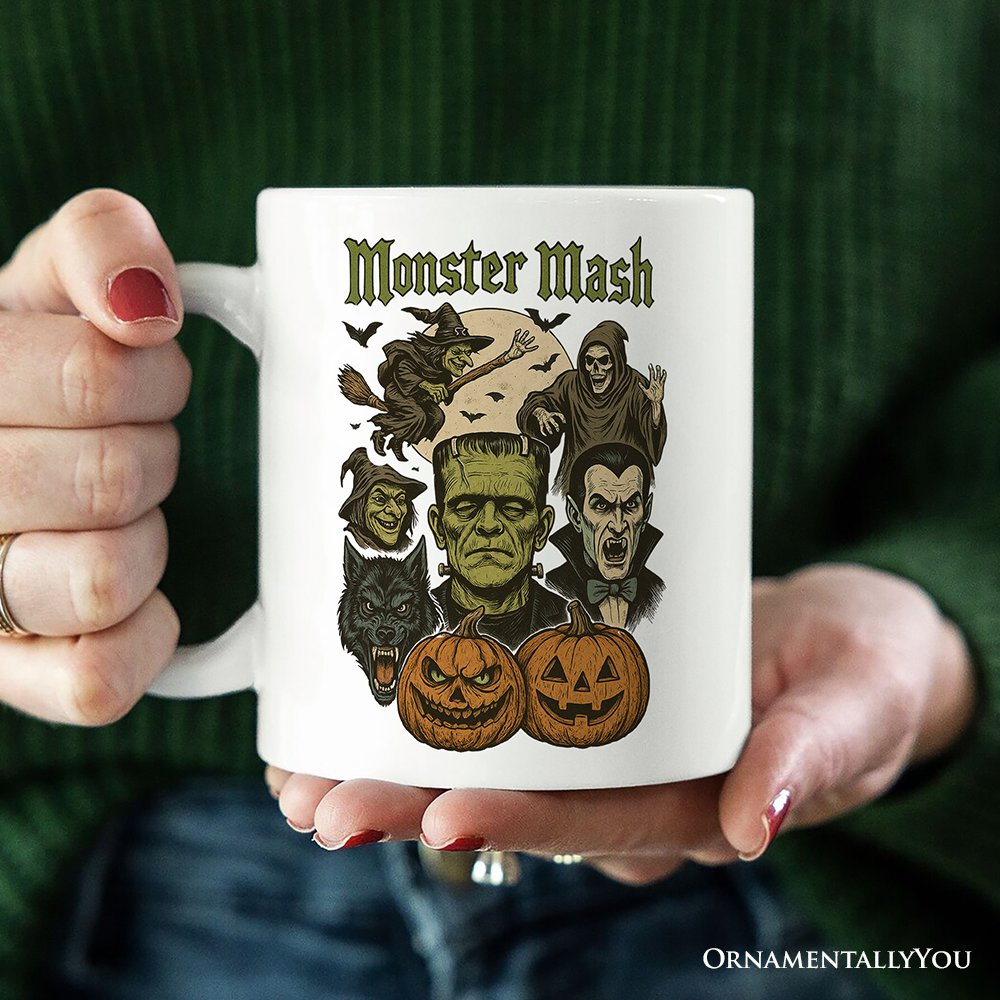 Monster Mash Classic Personalized Mug, Halloween Spooky Monsters Gift with Custom Name Personalized Ceramic Mug OrnamentallyYou 